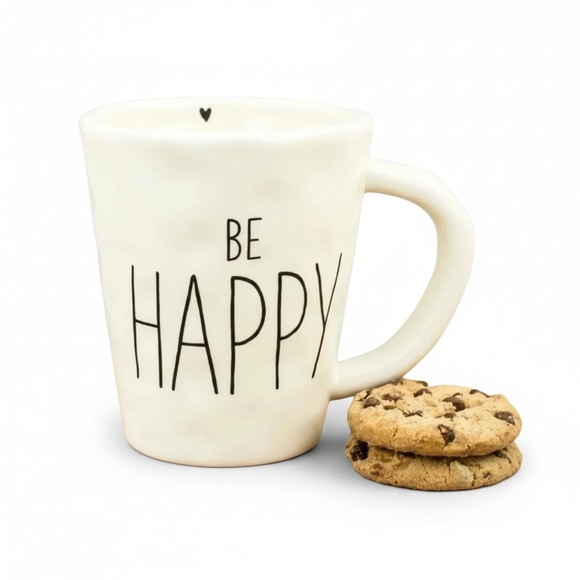 Natural Life Artisan BE HAPPY Cottagecore Bohemian Ceramic Mug NEW - Picture 5 of 9